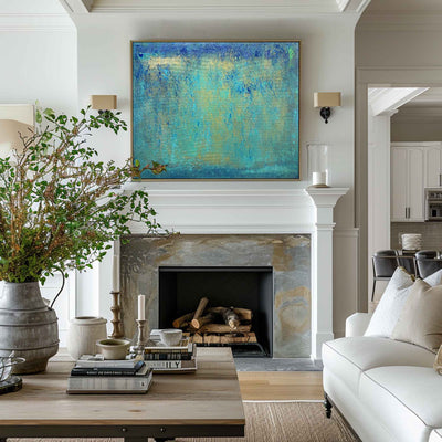 Green Textured Abstract Wall Art Large Canvas Artworks Modern Acrylic Painting For Home Decor