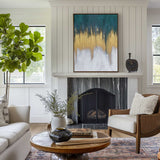 Abstract Blue And Gold Canvas Painting Large Original Acrylic Abstract Canvas Art Modern Abstract Painting 