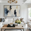 Beige And Blue Textured Modern Plaster  Wall Art Large White Blue Minimalist Canvas Abstract Painting For Sale