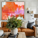 Orange Wall Art Canvas Large Contemporary Wall Art Colorful Artwork