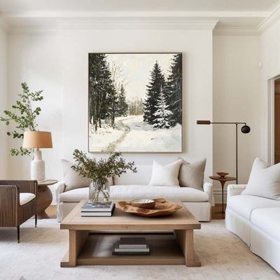 Winter landscape wall art Large texture wall paintings Winter artwork Textured art for sale