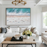 Oversize Windy Beach Canvas Art Abstract Coastal Acrylic Seascape Paintings Modern Landscape Wall Art 