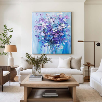 Large Colorful Flowers Art Painting Rich Textured Canvas Art Modern Plaster Handmade Artworks 