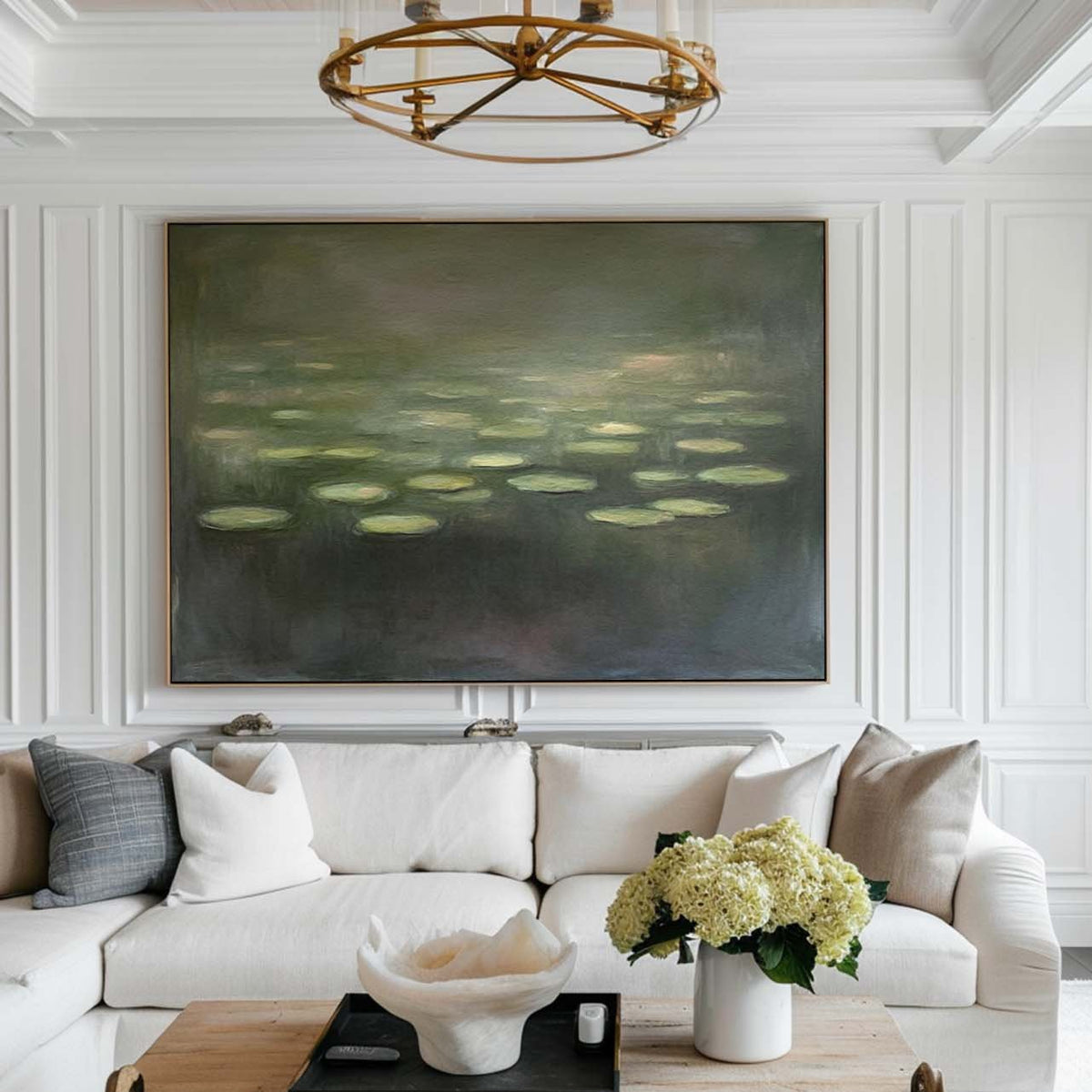 Modern Green Pond Water Green Handmade Wall Art Large Minimalist Wall Art Green Wall Decor