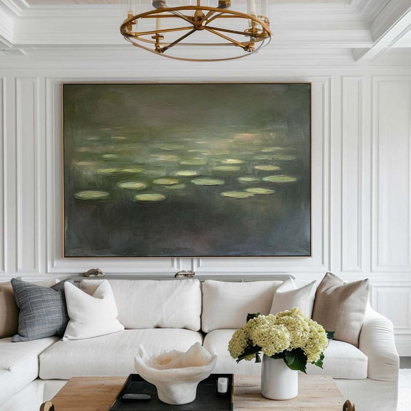 Modern Green Pond Water Green Handmade Wall Art Large Minimalist Wall Art Green Wall Decor