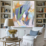 Textured Bright Abstract Painting Huge Colorful Wall Decor For Living Room