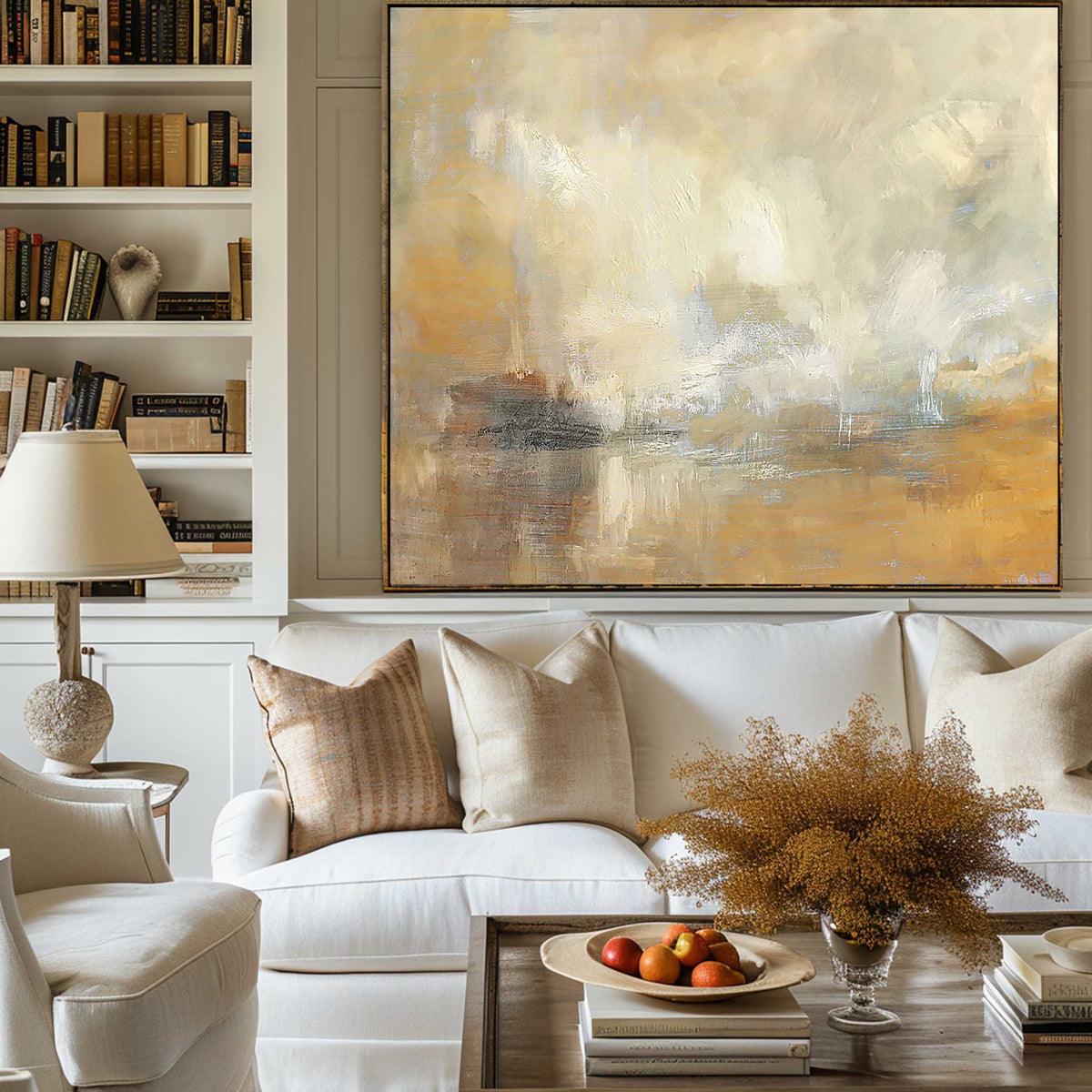 Abstract Beach Art Large Coastal Wall Art Beach Scene Painting Framed Beach Wall art