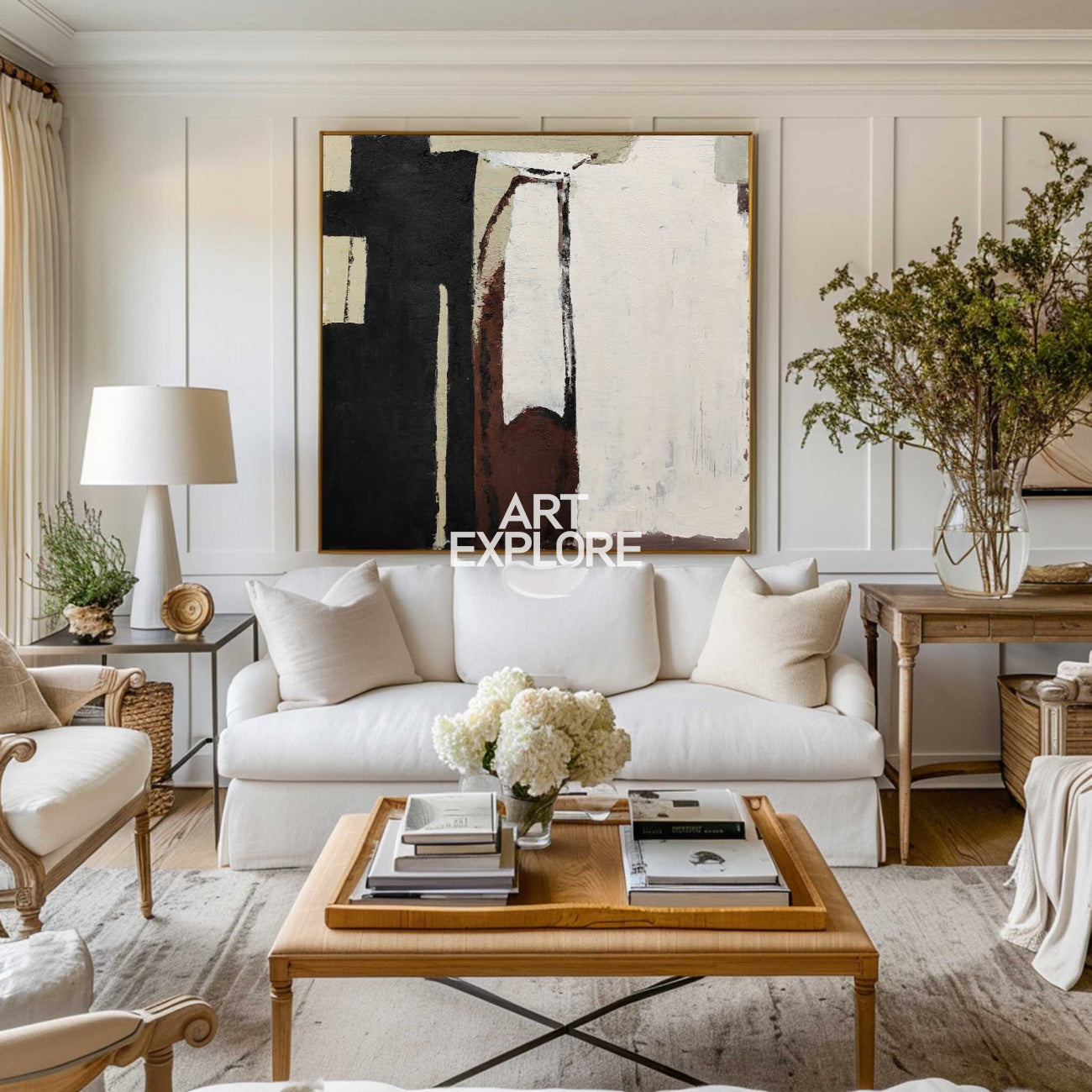 Black And Brown Minimalist Painting Oversized Painting Canvas Minimalist Painting For Home Decor