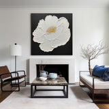 White Flower Abstract Painting Minimalist Abstract Art On Canvas Modern Flower Painting Painting For livingroom