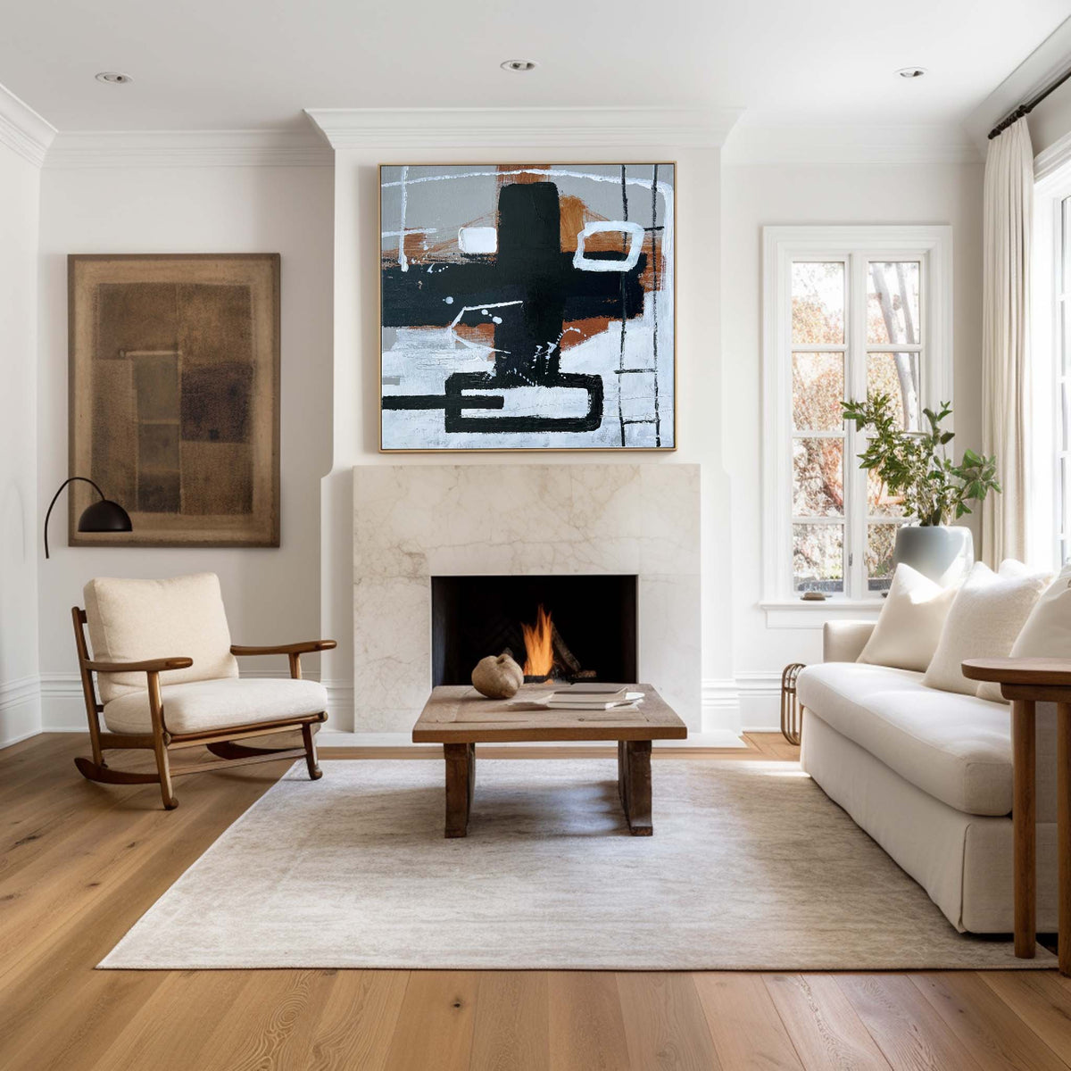 Modern Black And Brown Abstract Painting Large Acrylic Painting For Livingroom
