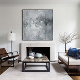Large Framed Grey Abstract Canvas Painting In Acrylic For Bedroom