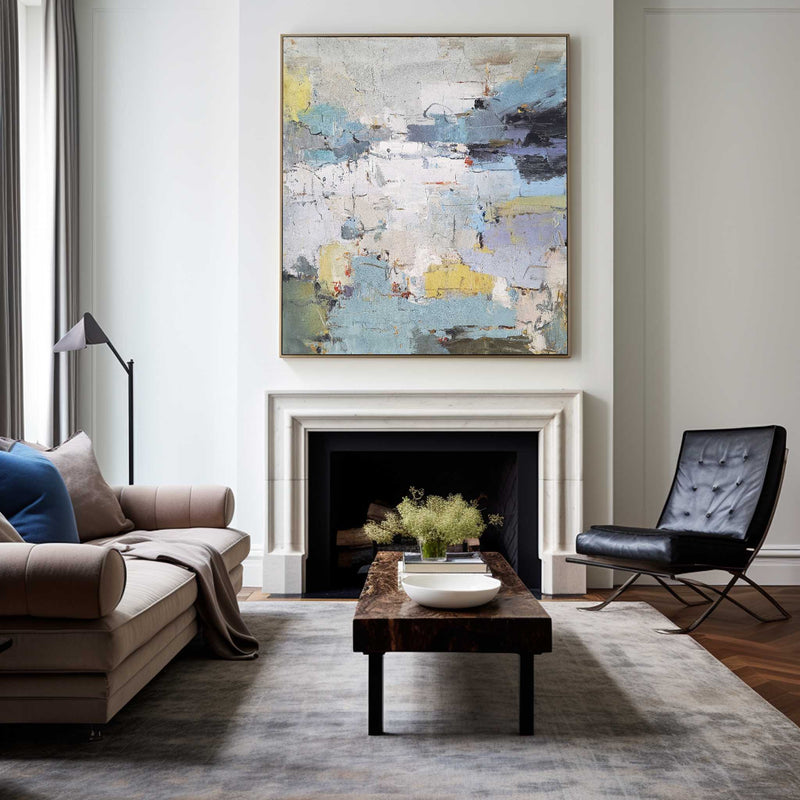 Large Abstract Beach Wall Art For Living Room Vertical Coastal Wall Art Canvas