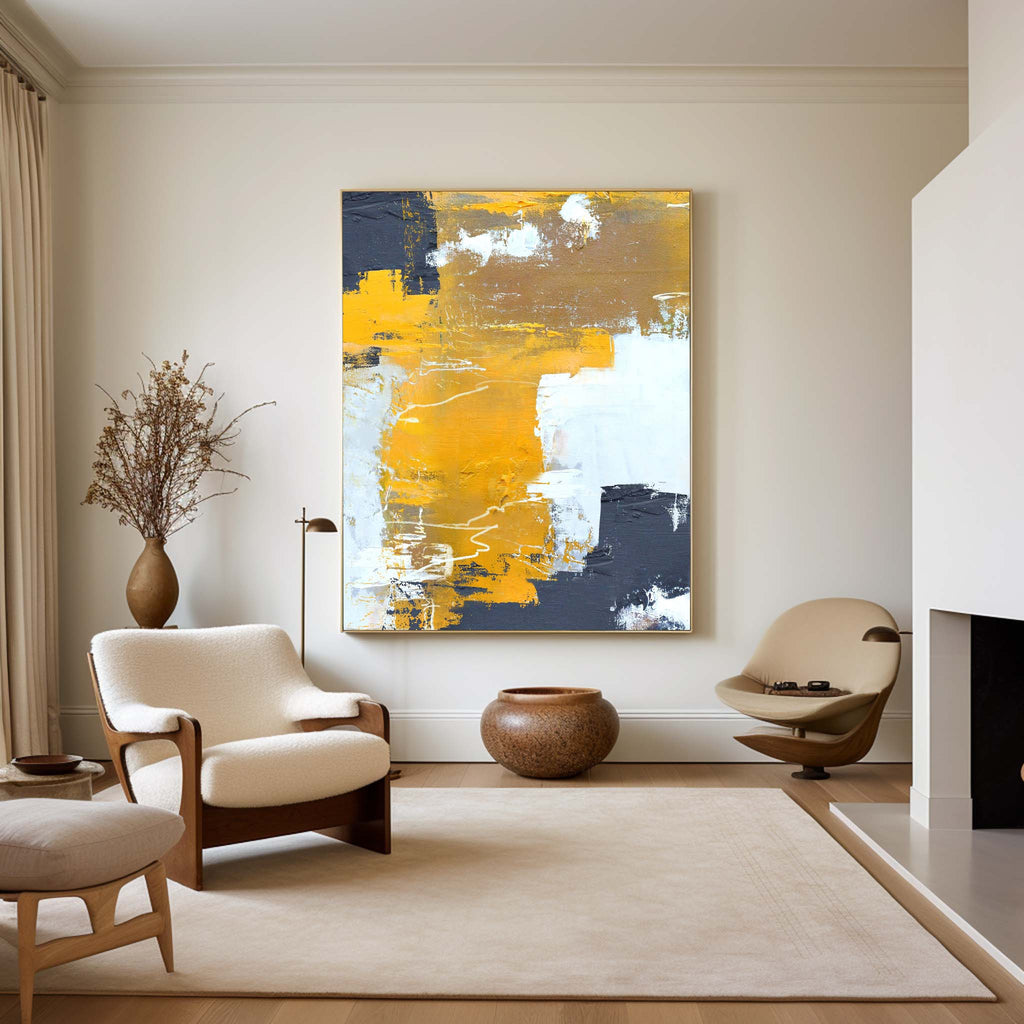 Orange Yellow Abstract Art Oversized Abstract Wall Art Large Painting ...