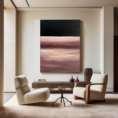 Black Red Abstract Painting Minimalist Acrylic Painting Canvas Wall Art Minimalist Wall Art For Livingroom