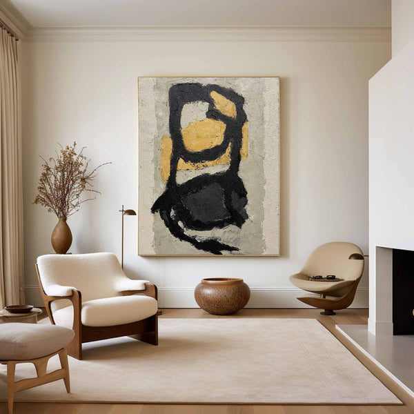 Black Gold Abstract Canvas Art Huge Vertical Abstract Painting On Canvas Acrylic Modern Abstract Wall Art Gold Contemportary Art