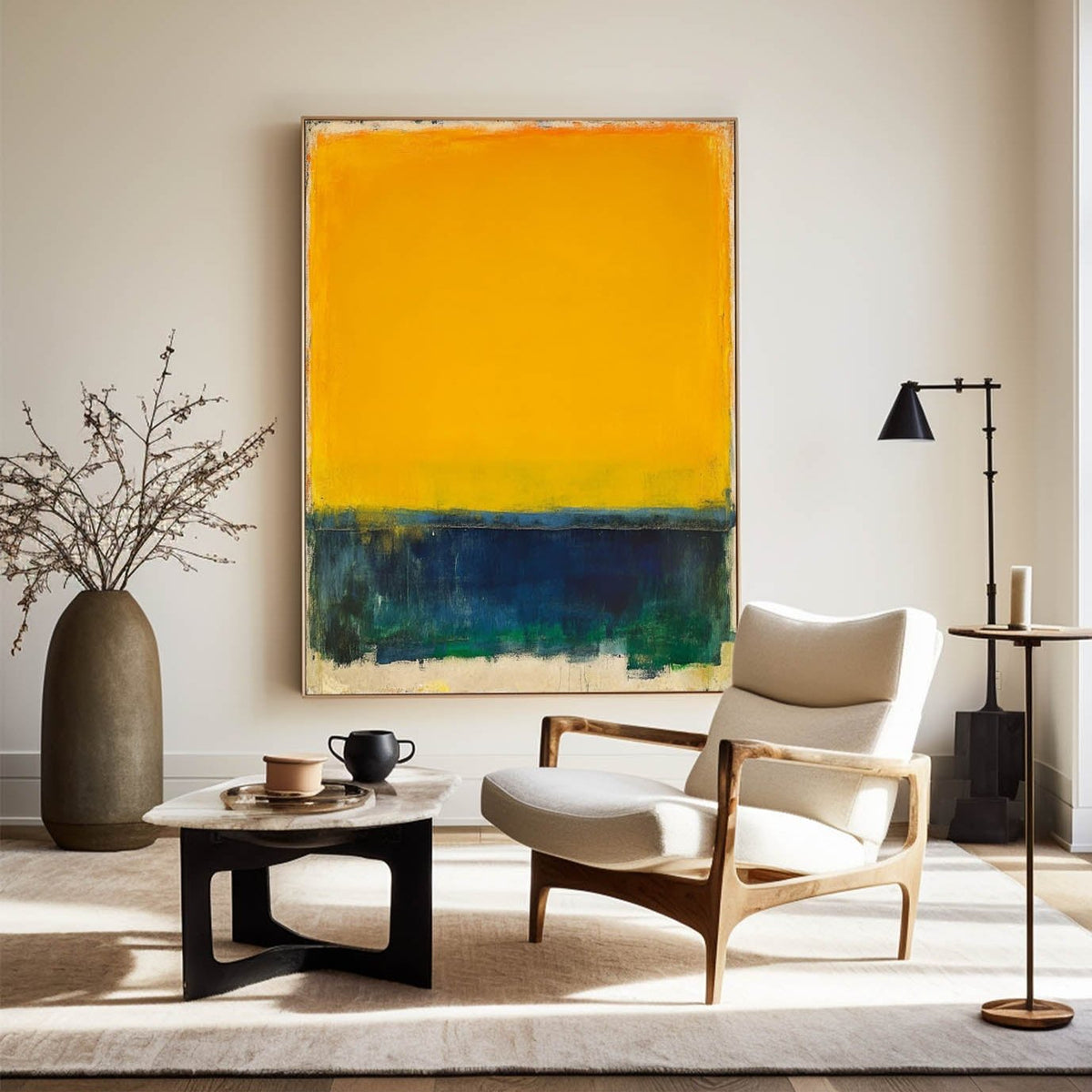 Bright Yellow Canvas Wall Art Modern Vibrant Rothko Wall Art Large