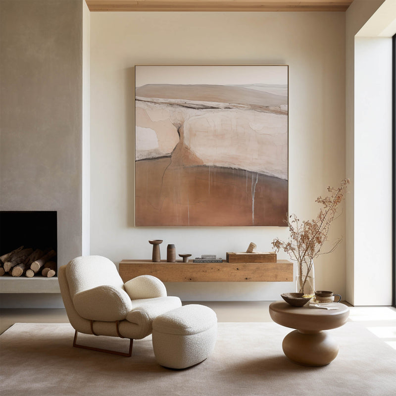 Brown and Beige Minimalist Abstract Art On Canvas Modern Painting Abstract Painting For livingroom