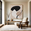 Modern Geometric Acrylic Painting Ideas On Canvas Black White And Beige Cool Line Abstract Minimalist Painting For Living Room