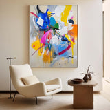 Modern Colorful Bauhaus Wall Art Rich Textured Handmade Artworks Abstract Canvas Art for Livingroom