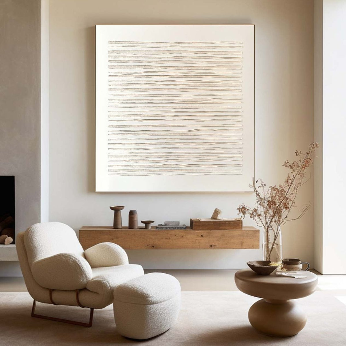 Wabi-sabi Beige Minimalist Art Beige Rich Textured Plaster Wall Art Large Minimalist Painting