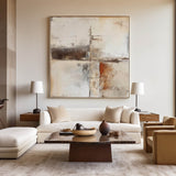 Large Beige And Brown Textured Paintings For Sale Wabi-Sabi Beige Artwork Mid Century Decorations