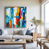 Original Colorful Abstract Art Extra Large Abstract Painting Squares Canvas Painting For Home Decor