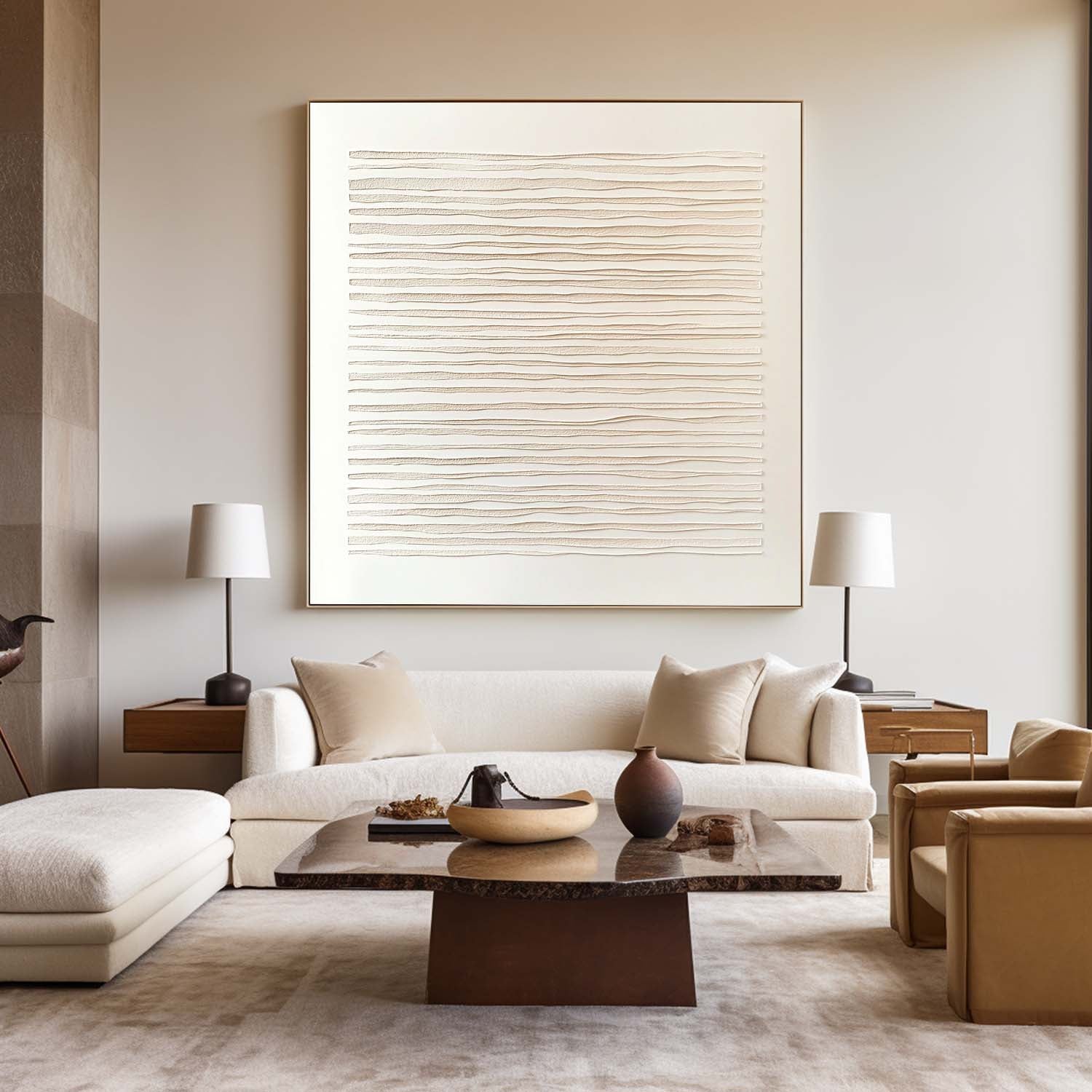 Wabi-sabi Beige Minimalist Art Beige Rich Textured Plaster Wall Art Large Minimalist Painting