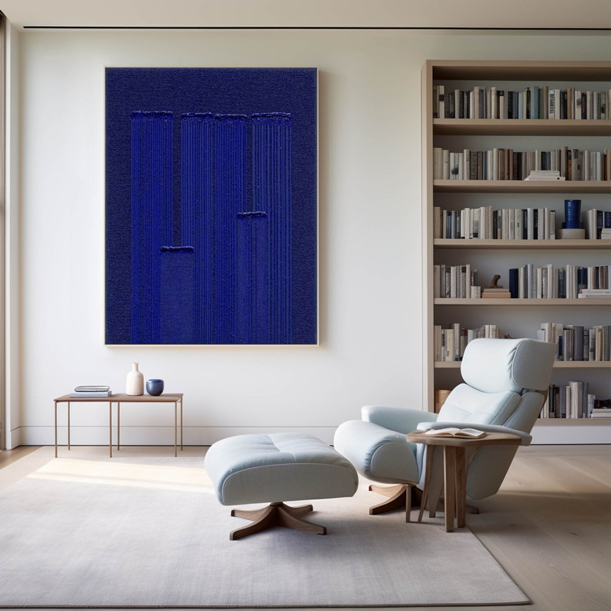 Large Klein Blue Painting Modern Minimalist Painting Klein Blue 3D Textured Painting For Sale