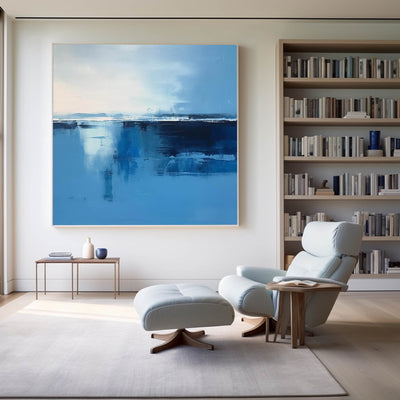 Blue and White Minimalist Abstract Art On Canvas Modern Painting Abstract Painting For livingroom