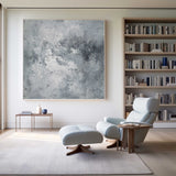 Large Framed Grey Abstract Canvas Painting In Acrylic For Bedroom