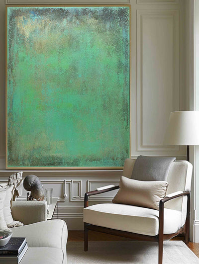 Abstract Green Canvas Painting Large Original Acrylic Abstract Canvas Art Modern Abstract Painting 