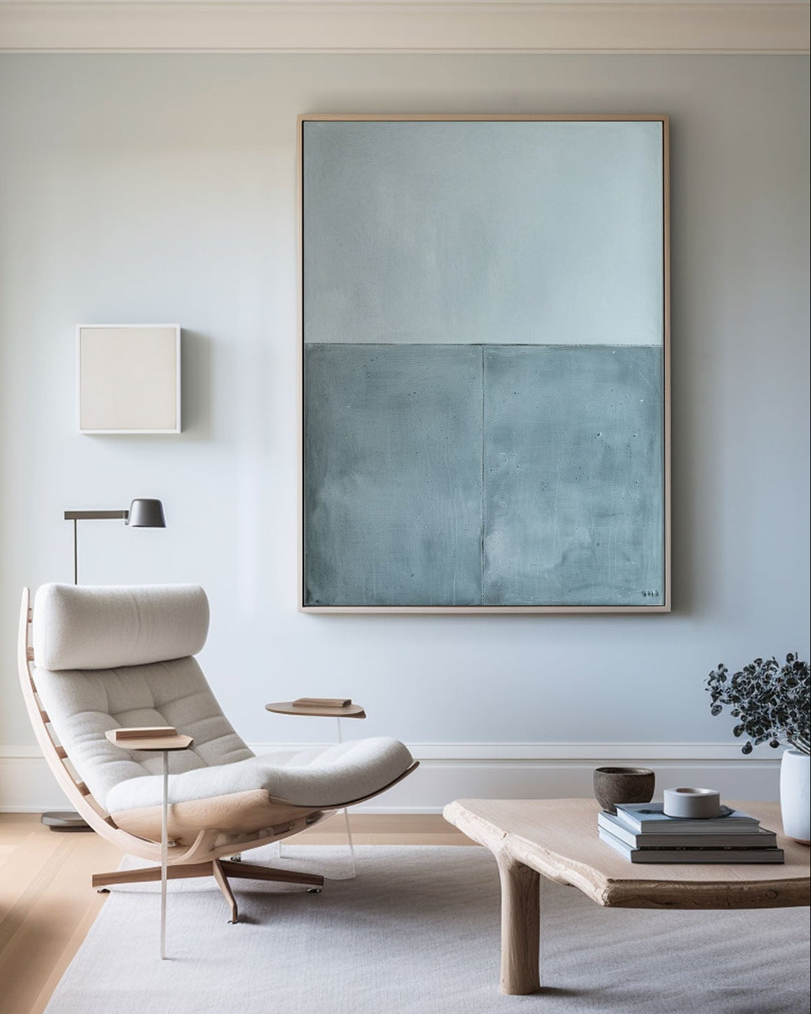 Blue Abstract Canvas Painting Large Modern Abstract  Wall Art Minimalist Wall Art For Livingroom