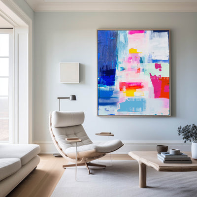 Large Colorful Abstract Wall Art Bright Acrylic Paintings Colorful Canvas Art
