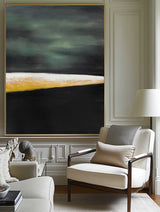 Modern Black And Green Minimalist Painting Gold Abstract Acrylic Painting Livingroom Wall Art For Sale