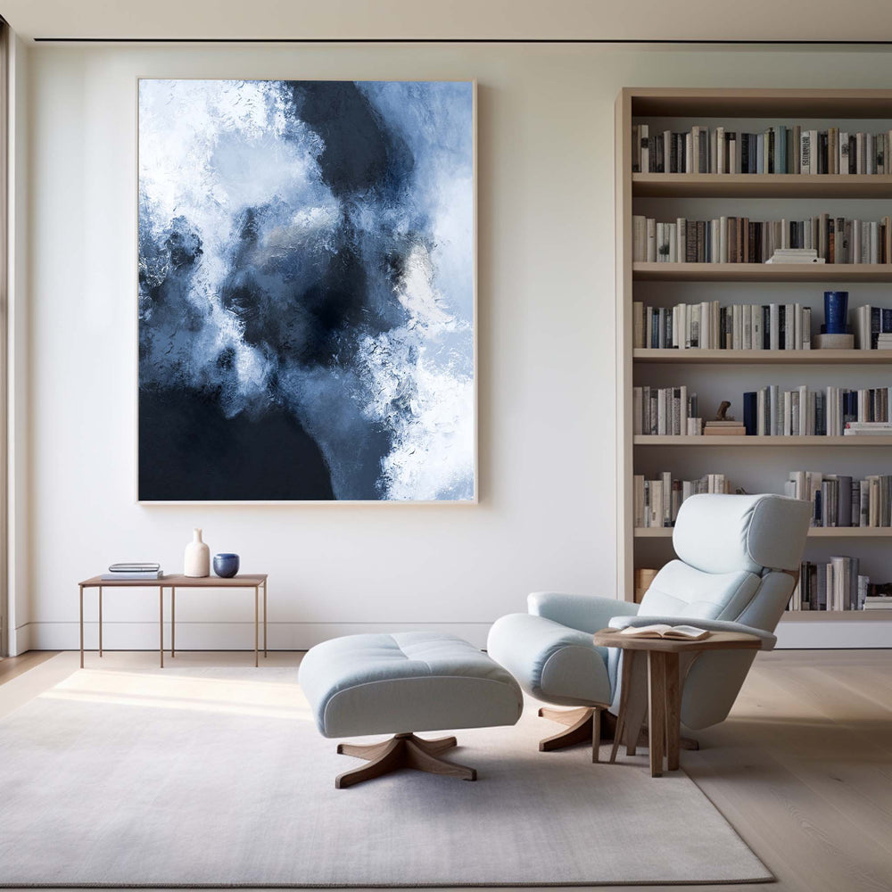 Large Blue Abstract Art Navy Nlue Abstract Wall Art Canvas Big Blue Painting 