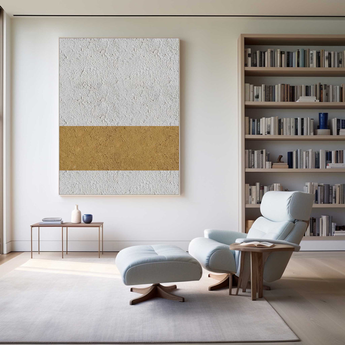 Large Contemporary Art Extra Large Minimalist Painting Glod White Black Abstract