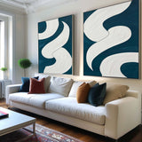 Abstract Turquoise And White Framed Wall Art Set Of 2 Geomet Shapes Painting Modern Oil Art Custom Canvas Paintings 