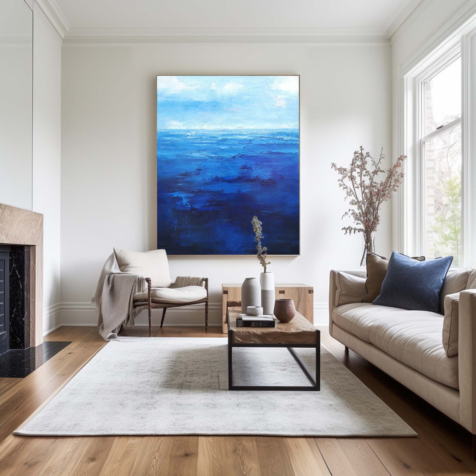 Blue Ocean Painting On Canvas Contemporary Ocean Art Impressionist