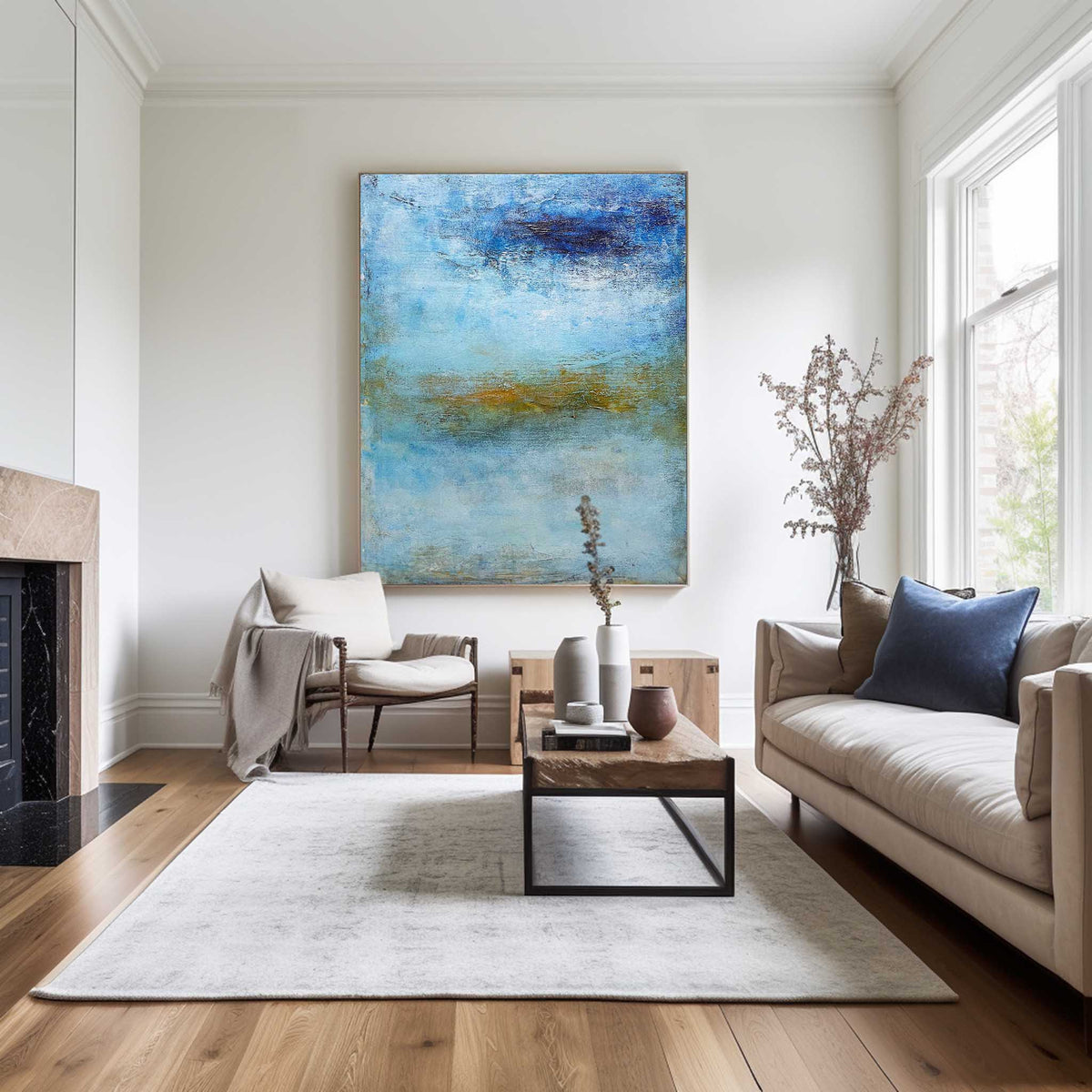 Blue Wave Oil Painting On Canvas Large Abstract Ocean Wall Art Ocean Wave Painting Acrylic Textured Art Blue And Gold Abstract Painting