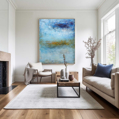 Blue Wave Oil Painting On Canvas Large Abstract Ocean Wall Art Ocean Wave Painting Acrylic Textured Art Blue And Gold Abstract Painting