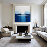 Blue and White Minimalist Abstract Art On Canvas Modern Painting Abstract Painting For livingroom