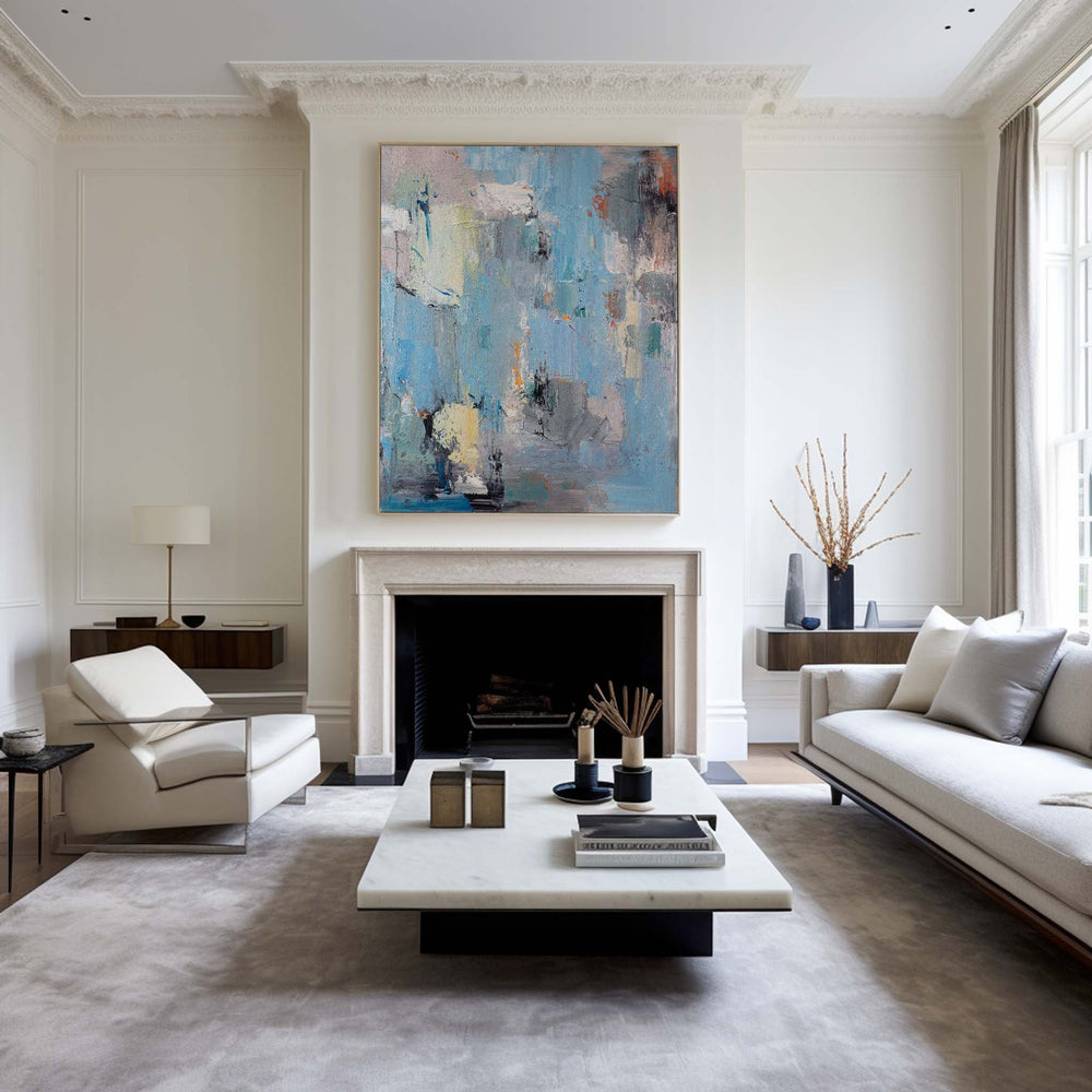 Large Modern Abstract Artwork Original Blue Abstract Canvas Wall Art