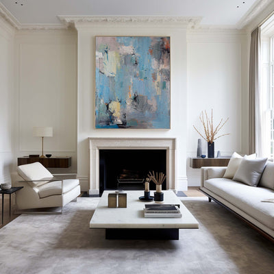 Large Modern Abstract Artwork Original Blue Abstract Canvas Wall Art