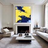 Original Texture Palette Blue Yellow Abstract Oil Painting On Canvas Abstract Painting With Palette Knife