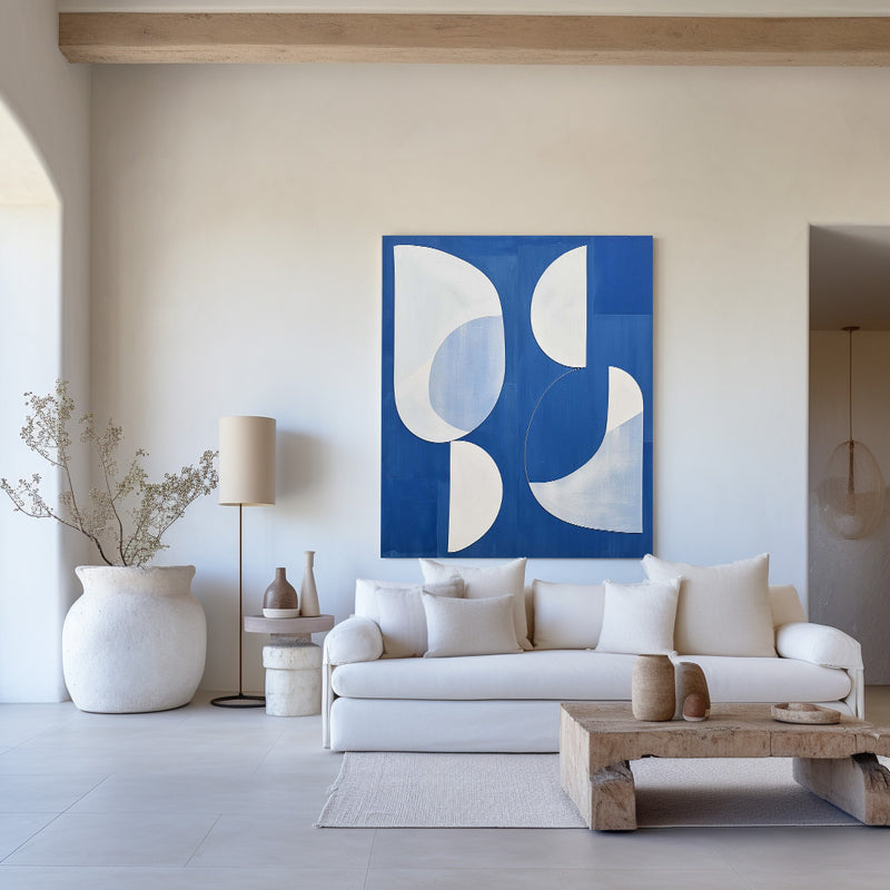 White And Blue  Abstract Painting Minimalist Abstract Art On Canvas Modern Painting For Sale 