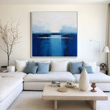 Blue and White Minimalist Abstract Art On Canvas Modern Painting Abstract Painting For livingroom