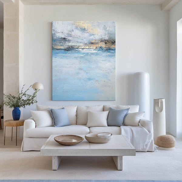 Large Beach Sunset Painting Original Acrylic Blue Ocean Canvas Wall Art