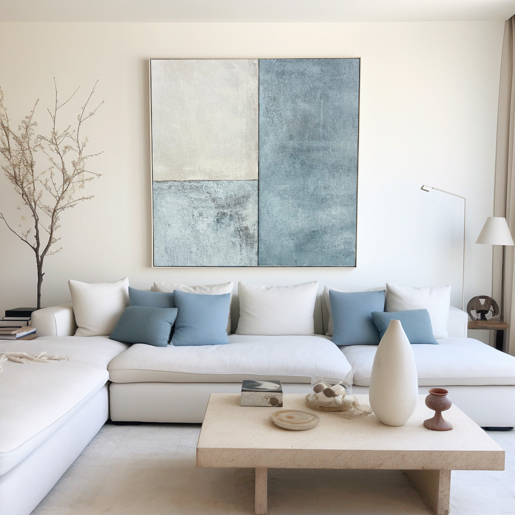 Modern Blue And White Abstract Art On Canvas Large Custom Blue Acrylic Canvas Paintings Modern Home Decor