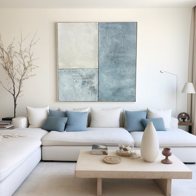 Modern Blue And White Abstract Art On Canvas Large Custom Blue Acrylic Canvas Paintings Modern Home Decor