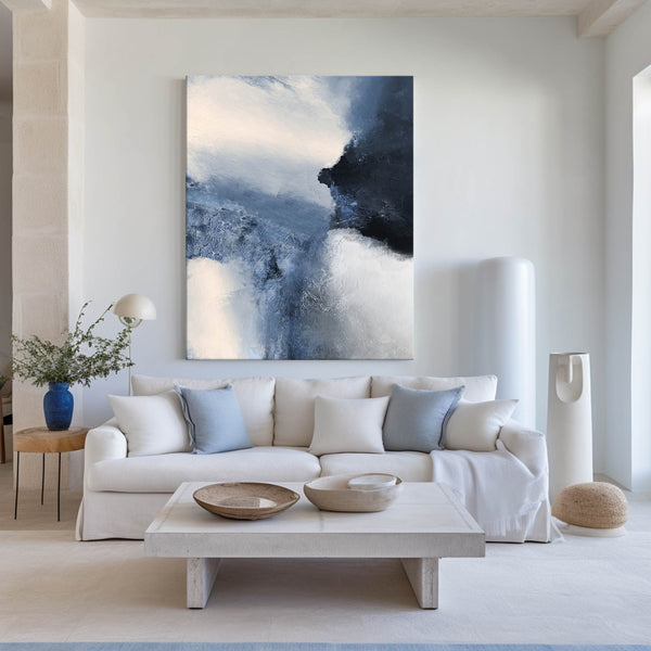 Blue Abstract Art Canvas Big Canvas Artwork Contemporary Abstract Art For Sale